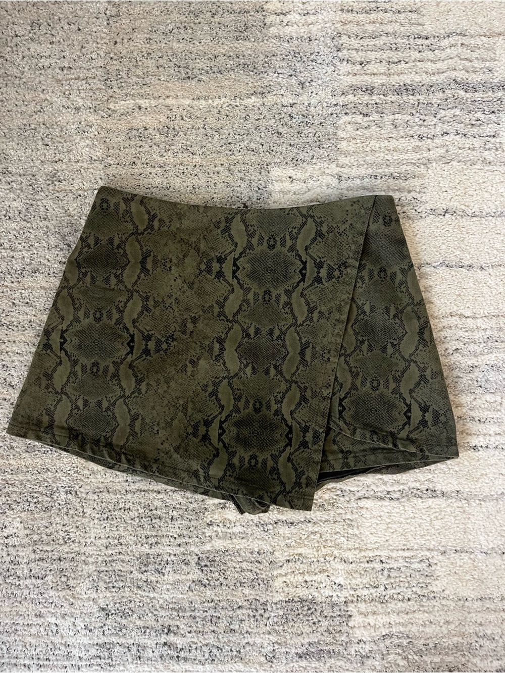 American Threads Olive Snake-Print Wrap Skort